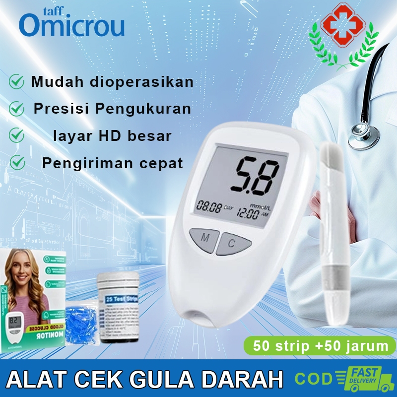 Alat ukur gula darah akurat , Alat Tes Gula Darah Instant Alat cek gula 50 strip +50 jarum,Pemantaua