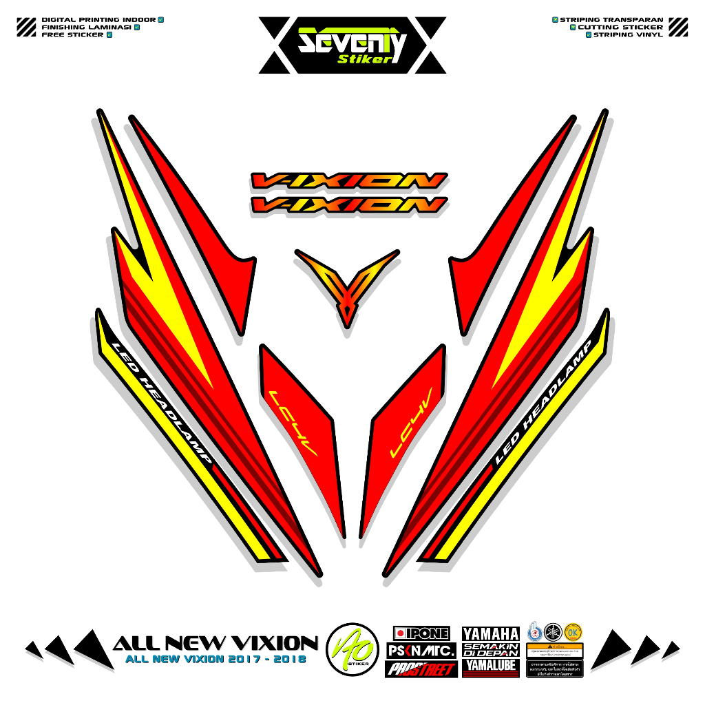 STRIPING ALL NEW VIXION 2017 2018 MOTIF 5 STIKER YAMAHA VIXION NEW FACELIFT STICKER VIXION STANDAR