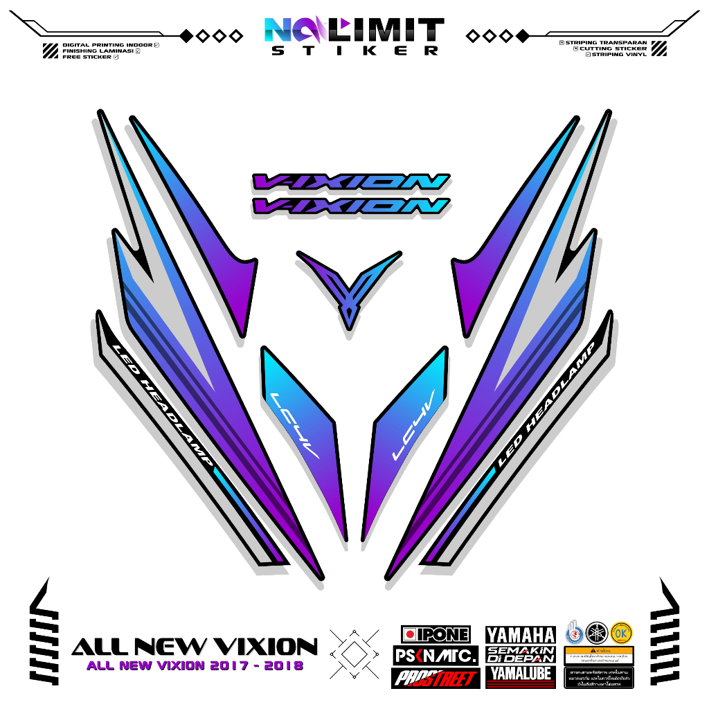 STRIPING ALL NEW VIXION 2017 2018 MOTIF 6 STIKER YAMAHA VIXION NEW FACELIFT STICKER VIXION STANDAR