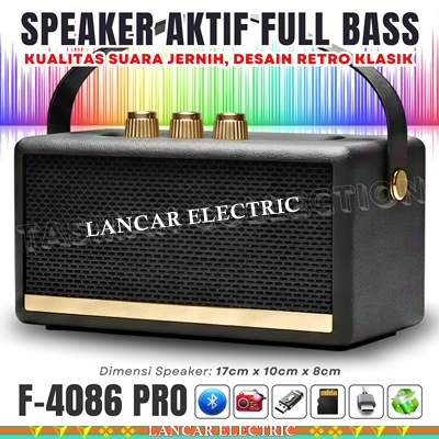 Speaker Full Bass Charger USB Tipe-C Bisa Bluetooth Radio USB TD Card LED FLECO F-4086 PRO