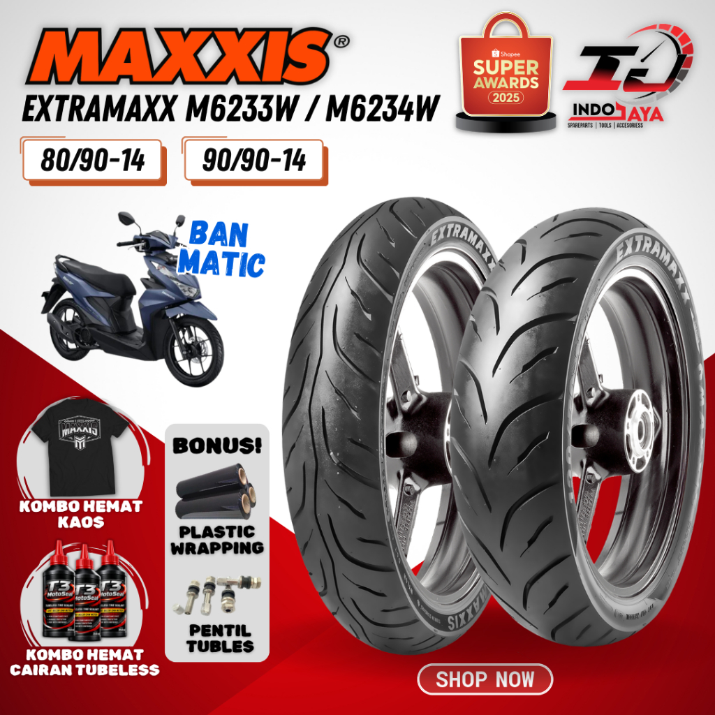 BAN MAXXIS EXTRAMAXX M6233W / M6234W ALL VARIAN ( 80/90 - 100/80 - 110/70 - 120/70 - 130/70 - 140/70