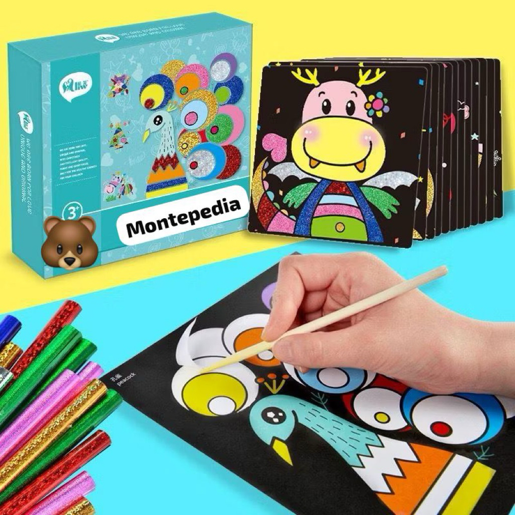 Mainan Lukisan Pasir Anak-Anak Set Mainan Stiker DIY Foil Untuk Anak-Anak Finger Painting