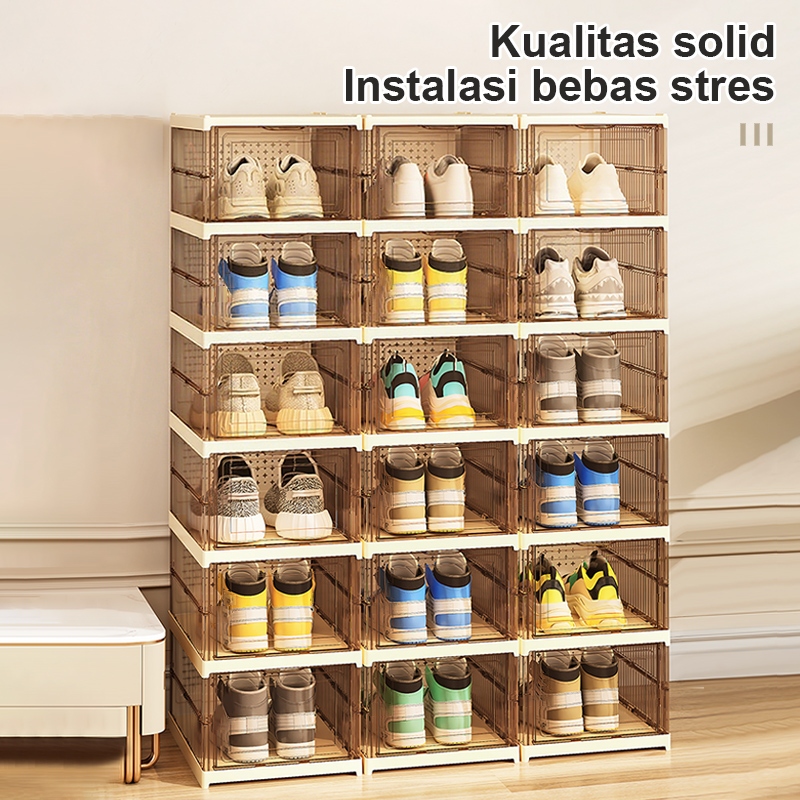BEST SALE Awesome Box Kotak Sepatu Lipat 3/6/8/9/11 Rak Sepatu Lipat KotakSepatu Transparan
