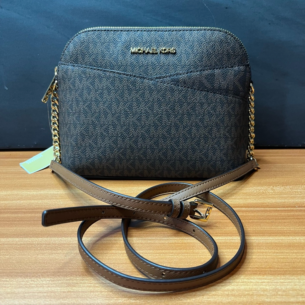 MK Jet Set Dome sling bag signature brown