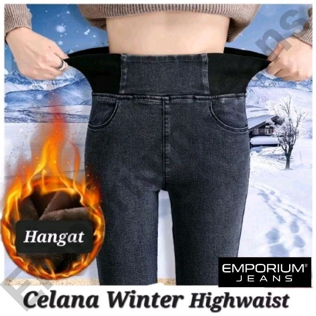 Celana Jeans Musim Dingin / Long john thermal leggings / celana wanita musim dingin 015
