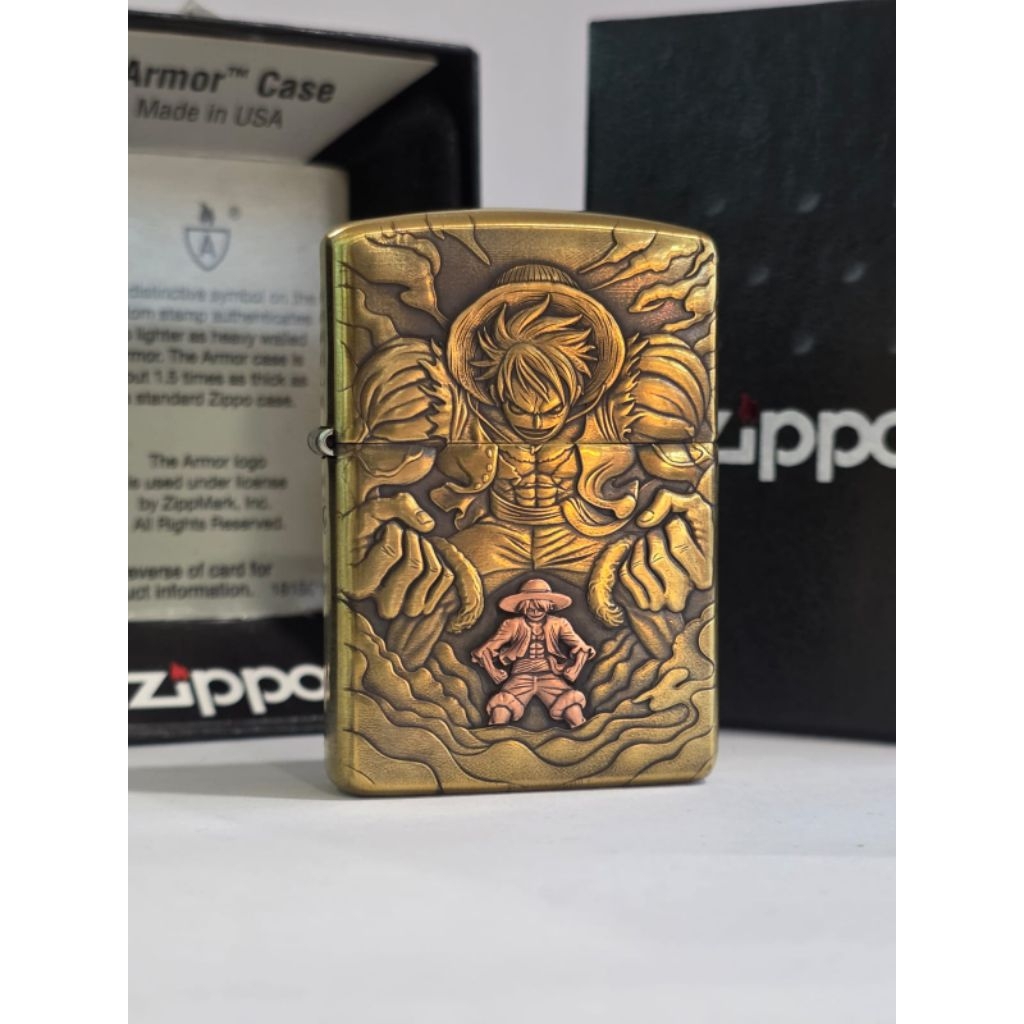 Original Zippo Armor One Piece Luffy 2 sisi Japan Finish