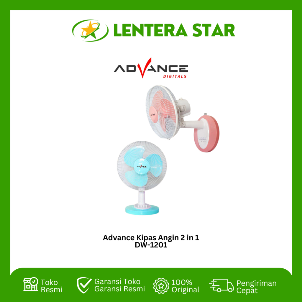 Kipas Angin Advance DF-1201 Kipas Angin Meja dan Dinding 2in1 DF1201 3 speed