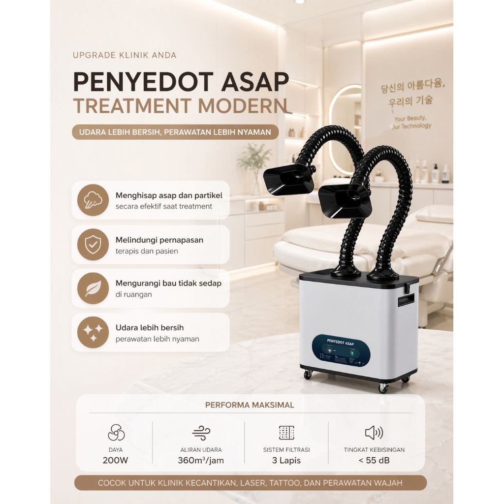 Mesin Penyedot Asap Laser Salon Klinik | Smoke Evacuator Treatment | Penyaring Asap Tattoo Facial Na