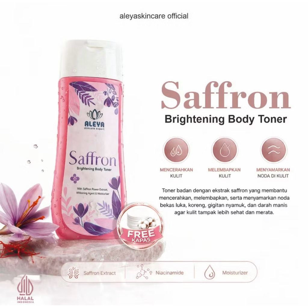 ALEYA Toner Badan Saffron Brightening Plus Niacinamide Original Bpom 100ml