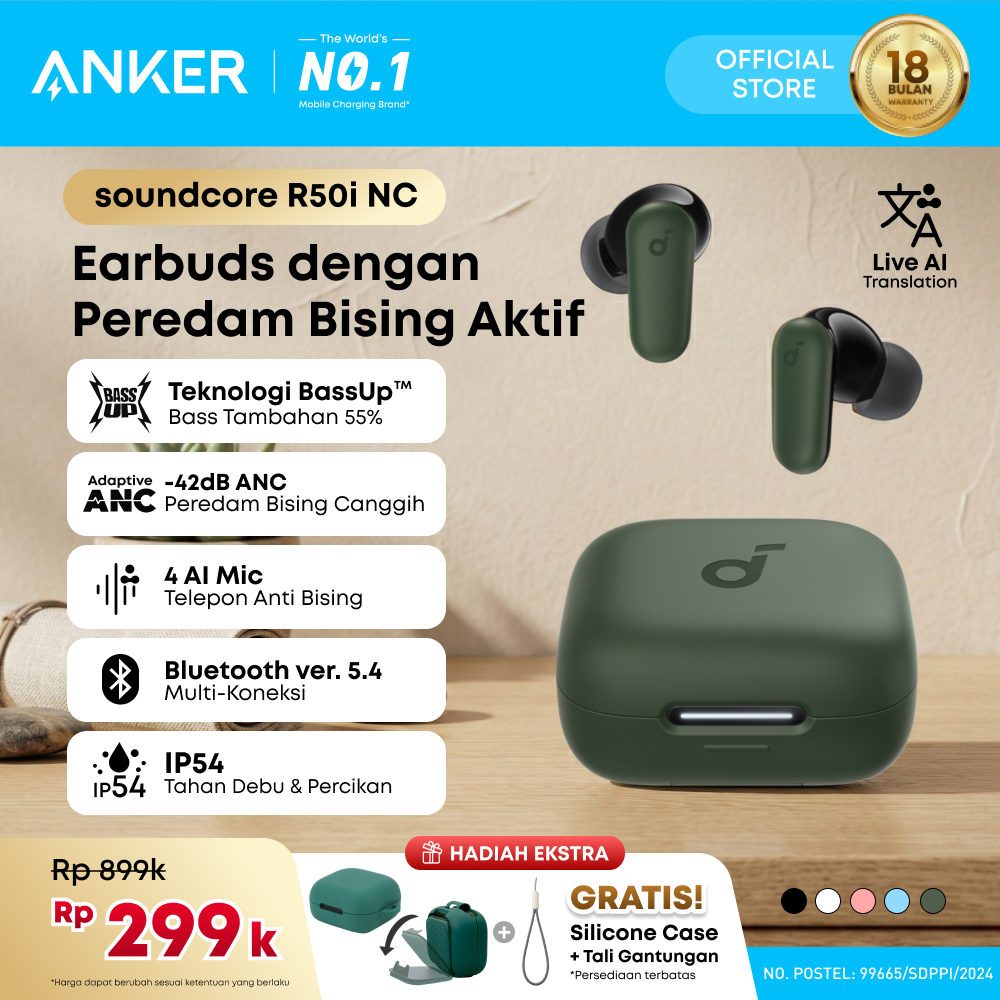 (NEW LAUNCH) Soundcore Anker R50i NC Earbuds Adaptive Noise Canceling Headset Earphone Bluetooth 5.4