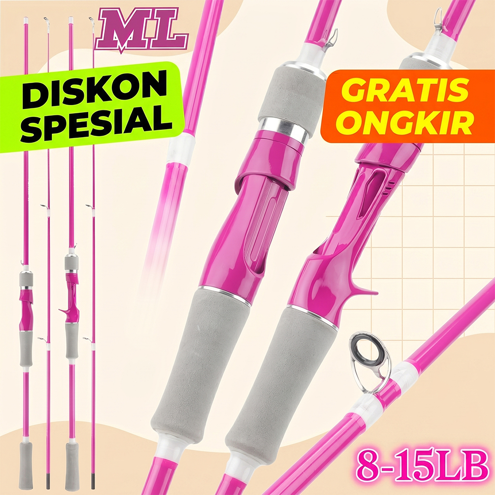 Joran Pancing 2 Bagian — Joran Fiberglass Aksi Sedang dengan Cincin Panduan Tahan Korosi (179,83 cm 
