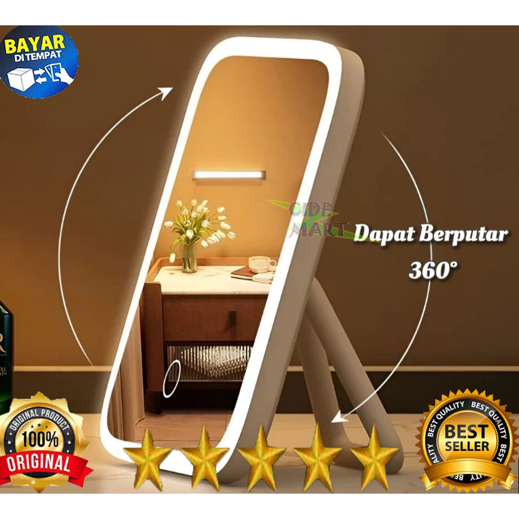 MC Mirror Touch Screen Led / Cermin Lampu LED Rechargeable Tombol Touch Screen / Kaca Cermin Make Up
