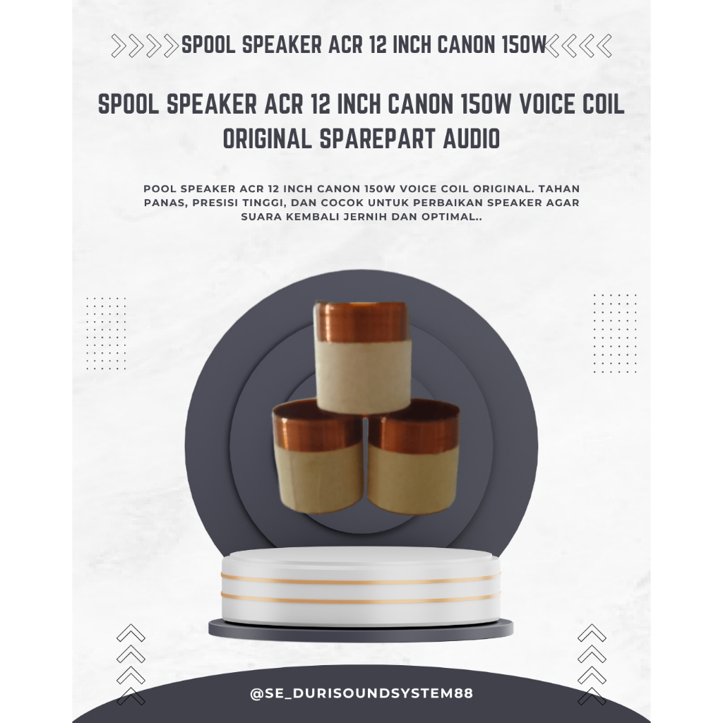 Spool Voice Coil spul speaker 12 inch canon ACR 150 W ORIGINAL