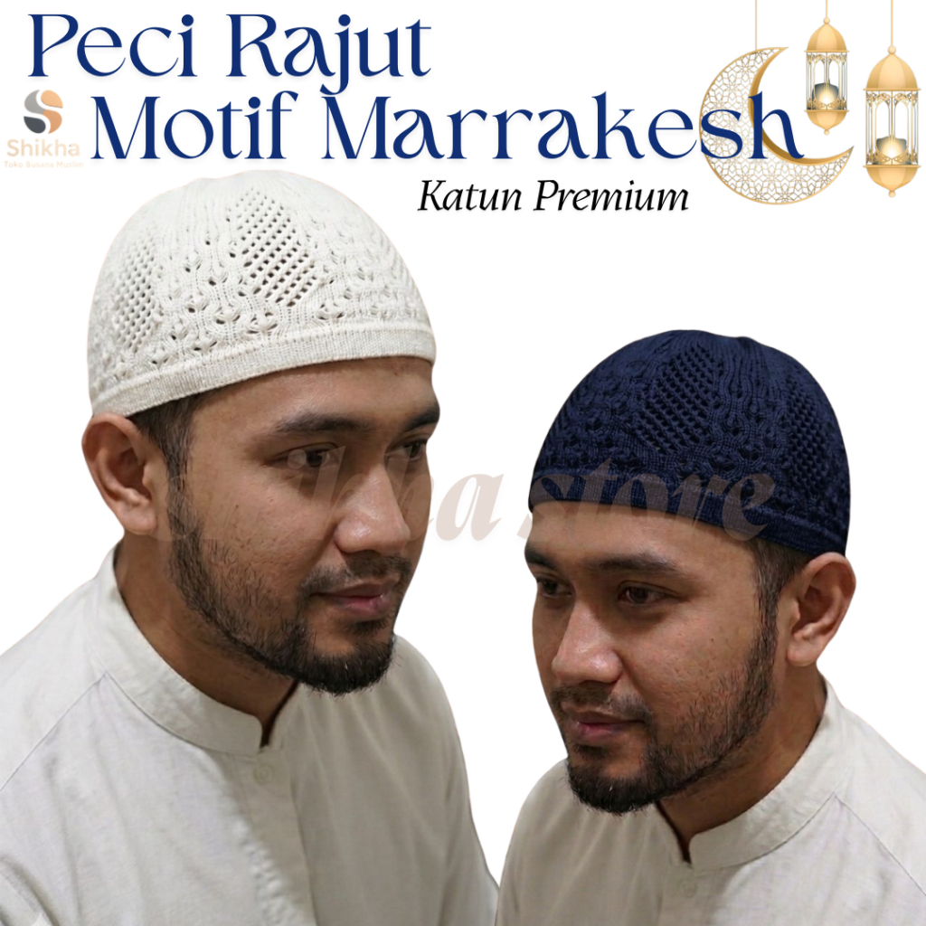 Peci Rajut Pria Tebal Madinah Haji MOTIF MAKARRESH Peci Sholat Katun Premium Kupluk Kopiah Kopyah Ma