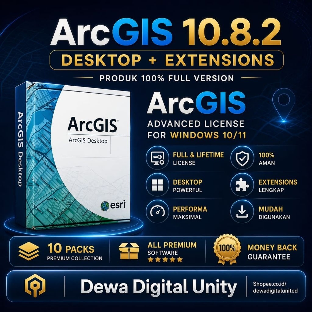 ArcGIS 10.8.2 Desktop Advanced Full Version Lifetime - Software Pemetaan GIS & Analisis Spasial