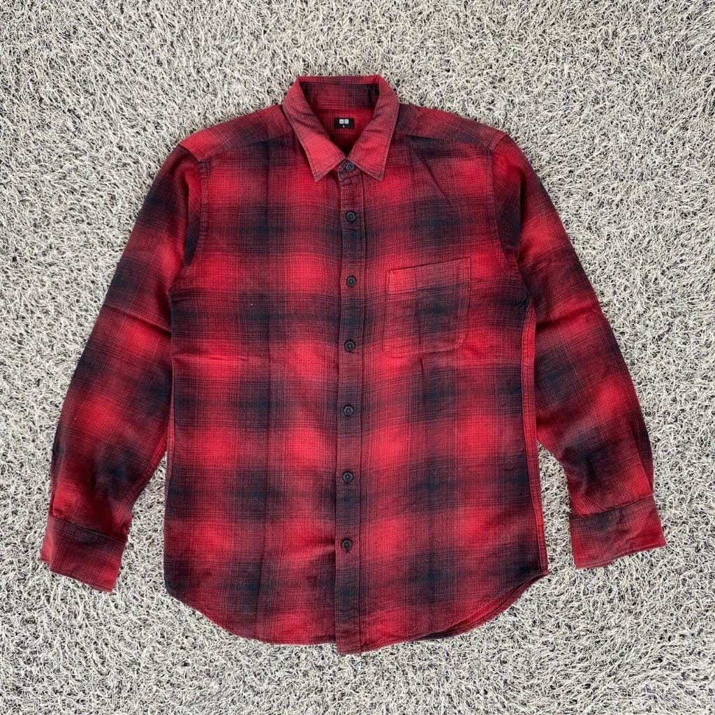 kemeja uniqlo veterano red black kemeja flannel veterano uniqlo original