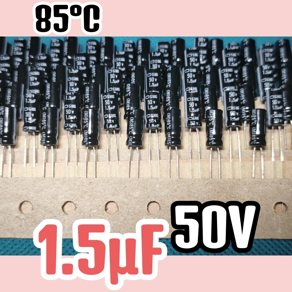 Kapasitor capasitor elko elco 50v 1.5uf 1,5uF 50v 1.5 uf 1,5 uF 50 v 50volt 1.5uF 1,5uF original