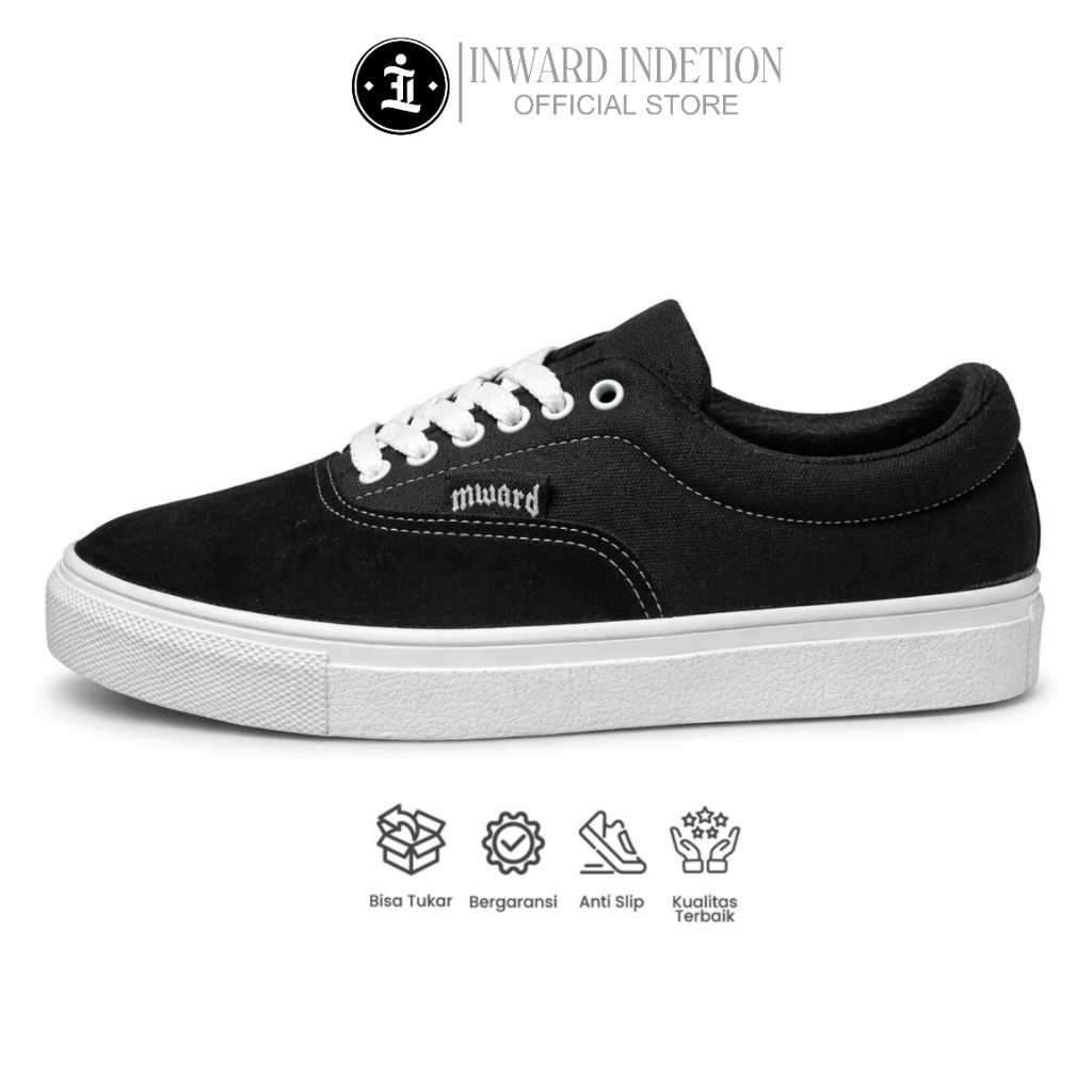 Indetion inward - Fein 025 | Black white | Sepatu Sneakers Pria