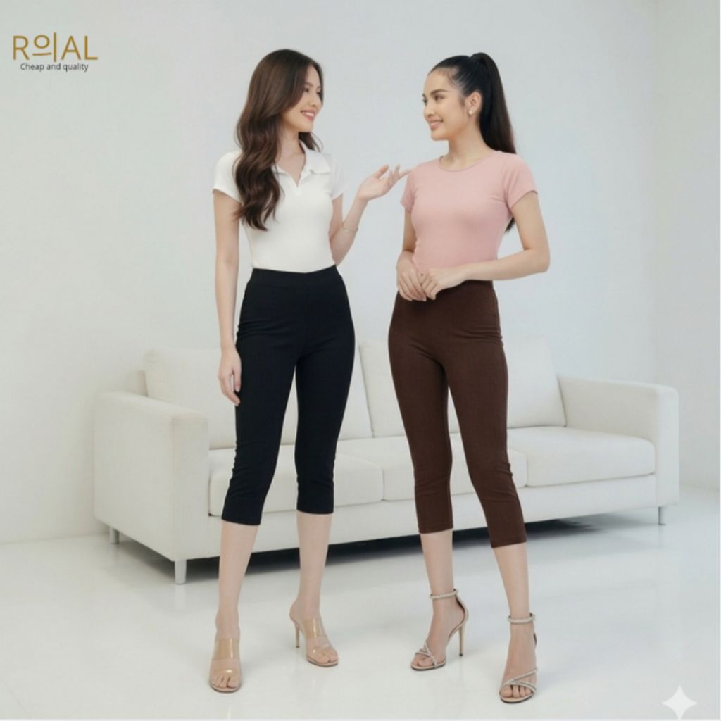 PAKET 2 PCS Legging Pendek 7/8 Bahan Licin/ Legging Lutut bahan adem Leging Wanita Legging Tebal  / 