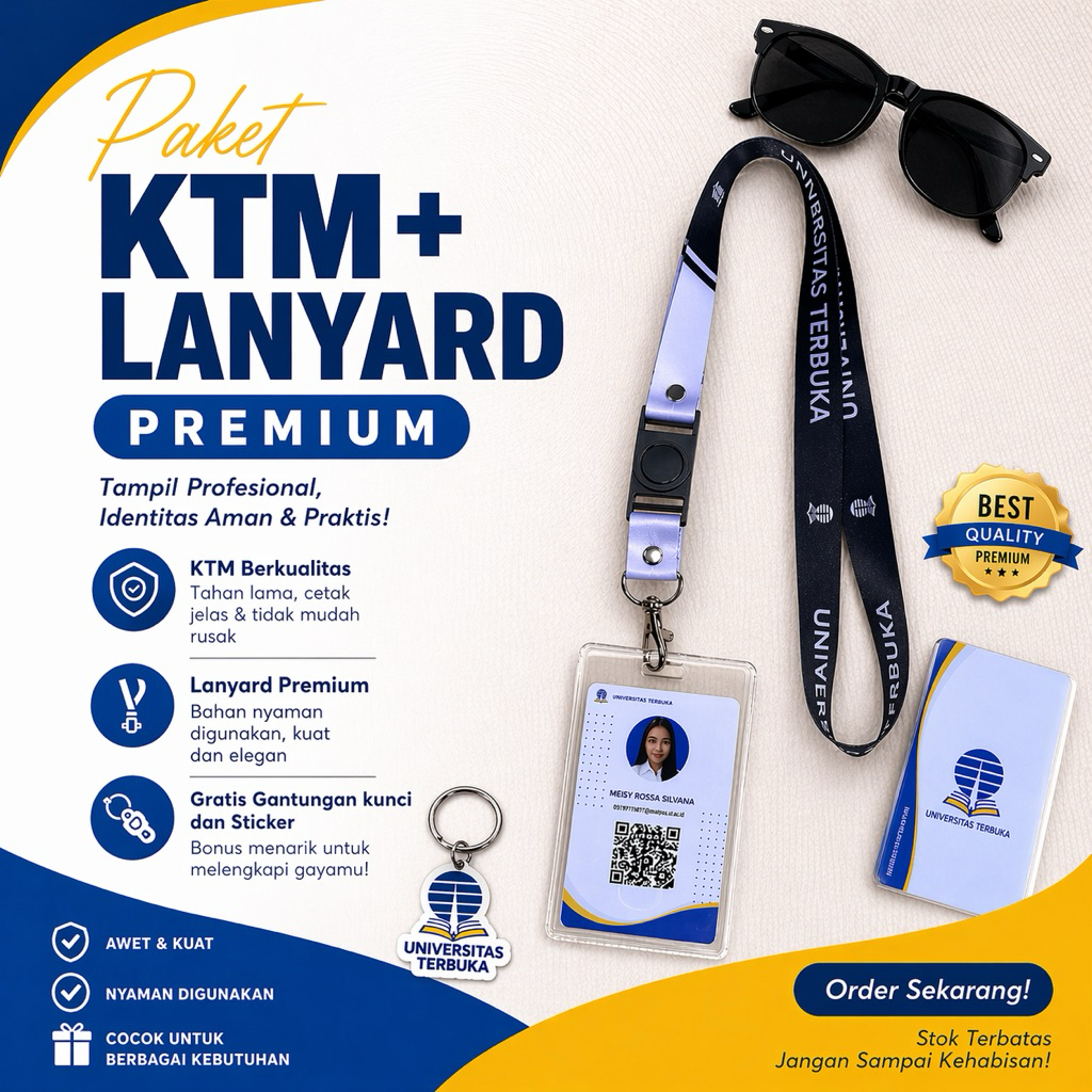 PAKET KTM UT + LANYARD Bisa ganti Foto dan edit nama (Proses Cetak KTM 1 MENIT)