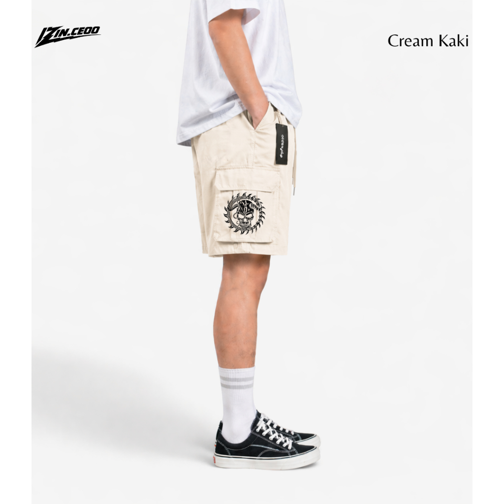 IZIN.CEOO&Celana Cargo Cream Chinos Terlaris Distro IZIN.CEO Celana Pendek pria wanita shop pendek c