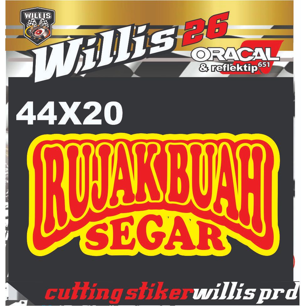 STICKER TULISAN RUJAK BUAH SEGAR STICKER TULISAN UNTUK NAMA JUALAN DI GEROBAK