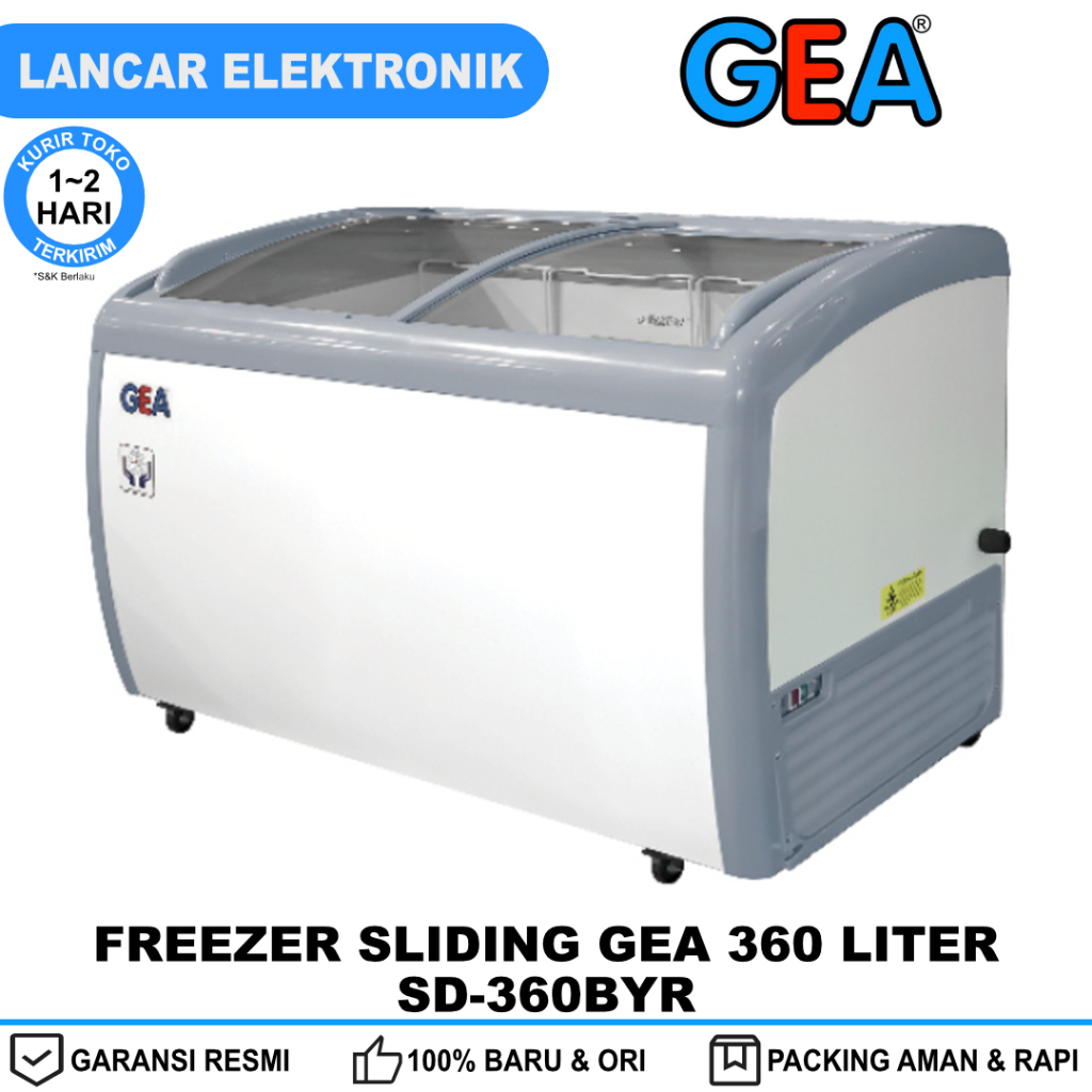 GEA Freezer Sliding Curve Glass 360 Liter SD-360BYR