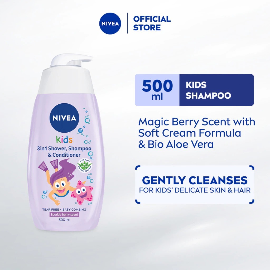 NIVEA Kids 3 In 1 Shower Shampoo & Conditioner Sparkle Berry