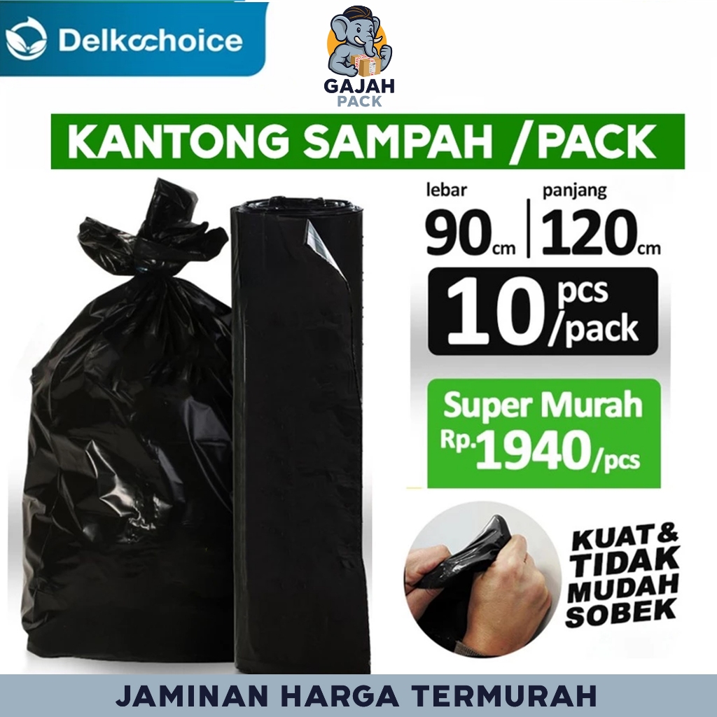 KANTONG PLASTIK SAMPAH 90x120cm TRASH BAG JUMBO HITAM TEBAL TERMURAH SATUAN