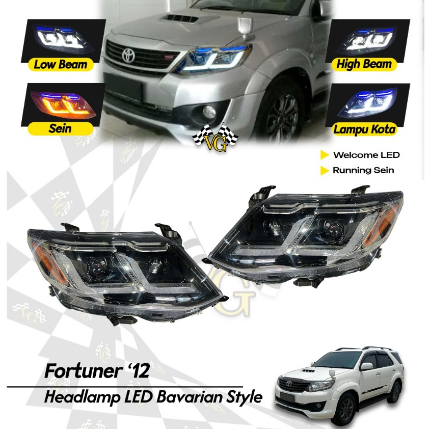 Headlamp Fortuner 2011-2015 VNT Led Projector Lampu Depan Fortuner Vnt Baravian Style Garansi