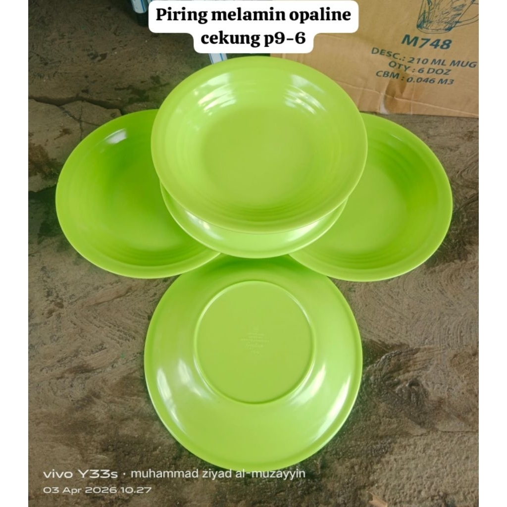 1 LUSIN PIRING MELAMIN HIJAU 9 DIM ULIR