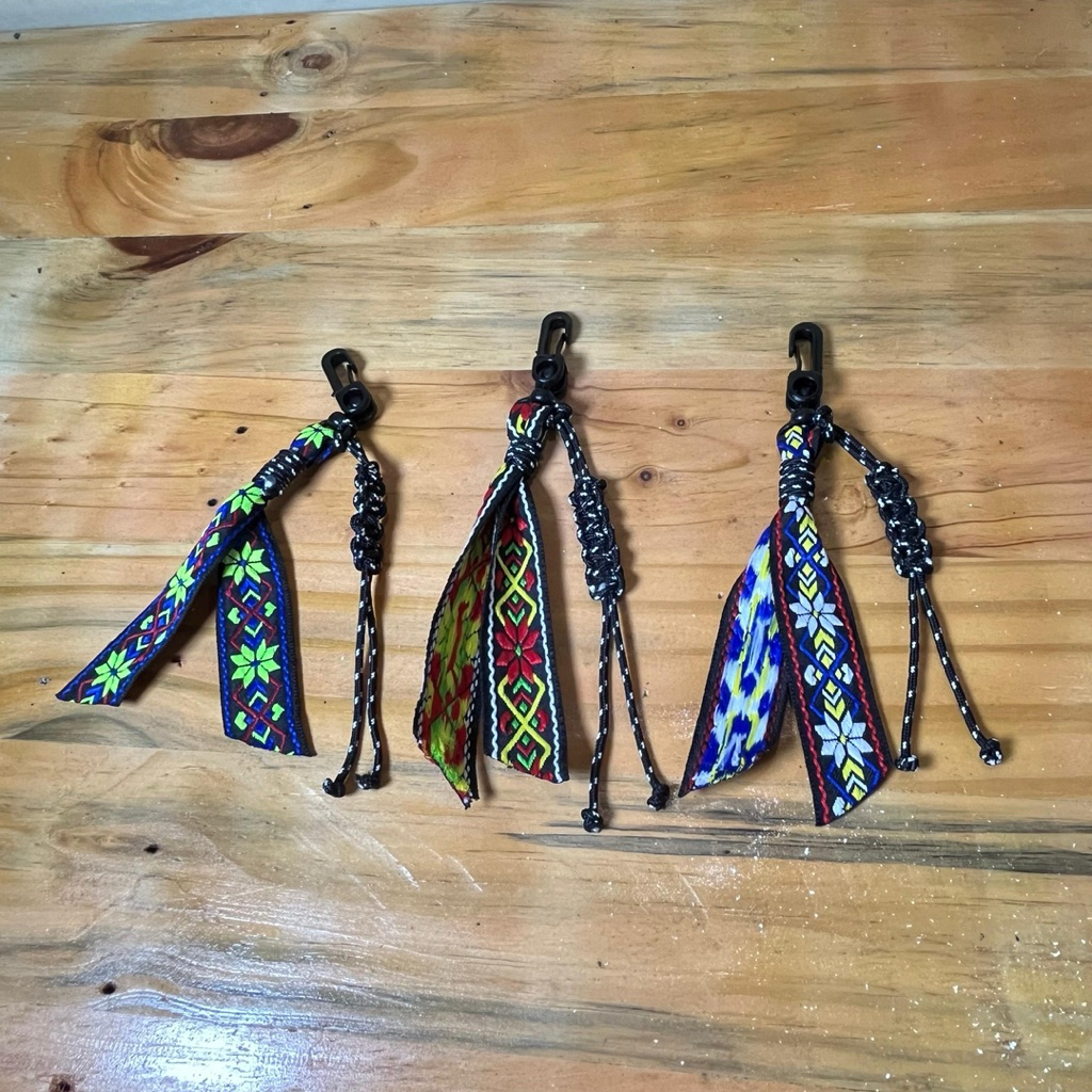 Keychain carabiner Gantungan Kunci Webbing  Prusik Motif Etnik