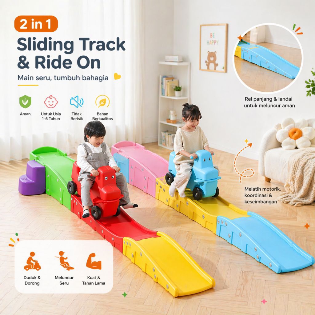 Mobil Mobilan dengan Sliding Track | Mainan Playground | Mini Roller Coaster JM30325