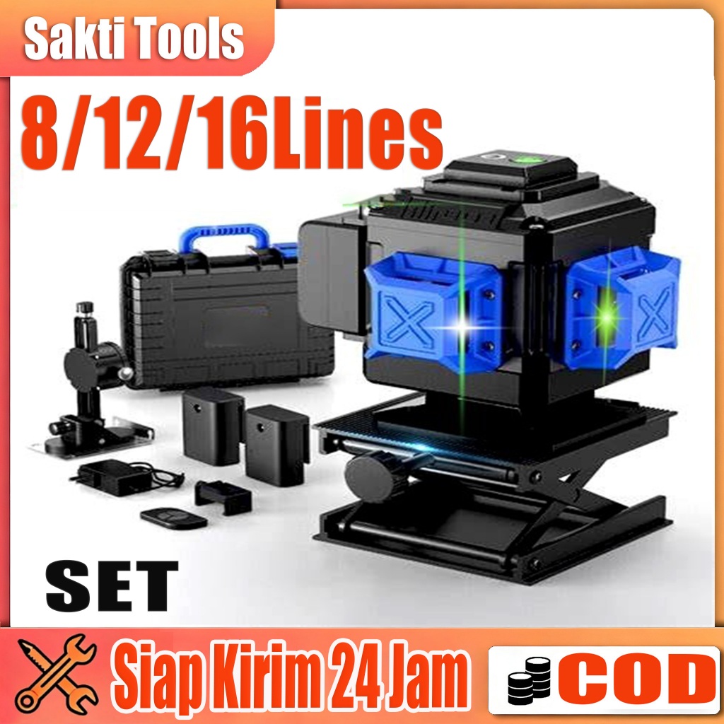 {COD} Laser Level Waterpass 8/12/16 Lines 360 Rotari Bangunan Waterpass Keramik Meteran Laser Multif