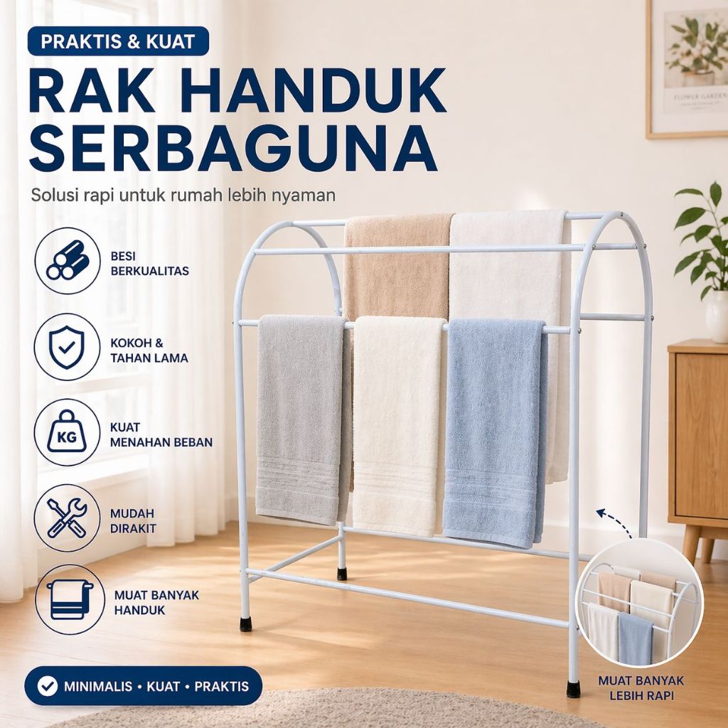 Jemuran Baju & Tempat Sandal / Jemuran Handuk & Tempat Sandal Melengkung