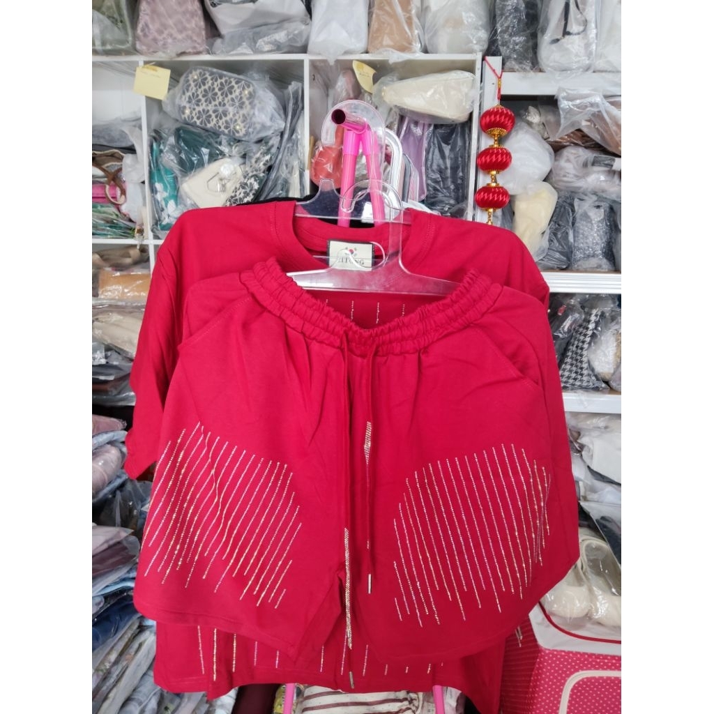 One Set brand ZITONG(barang Asli Bangkok / bkk ) kaos lengan pendek berwarna merah dengan motif Mick