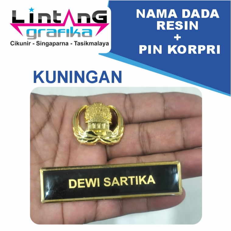 Nama Dada Plus Pin Korpri Nama Dada Kuningan Pin Korpri