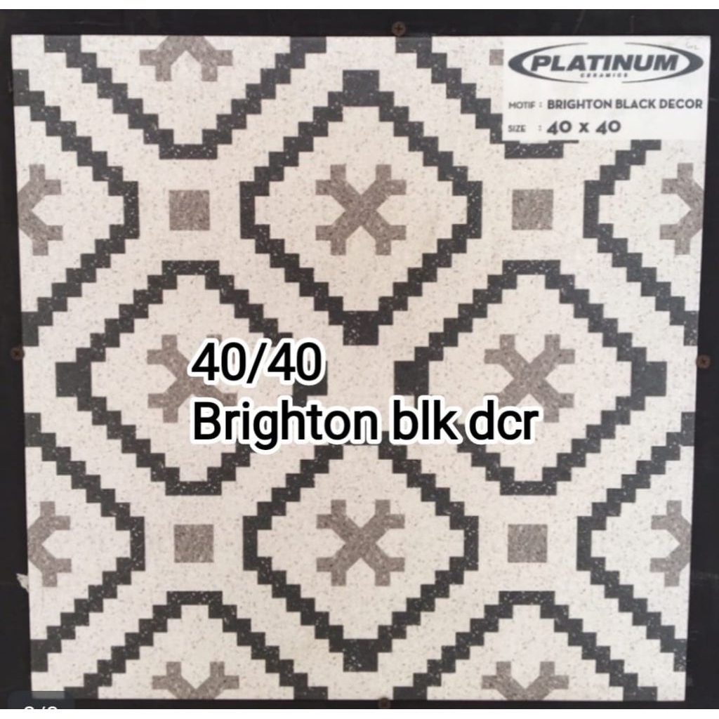 Keramik Garasi Matt/doff 40x40 Platinum Brighton Black Decor - Keramik Lantai Decorasi Murah Meriah