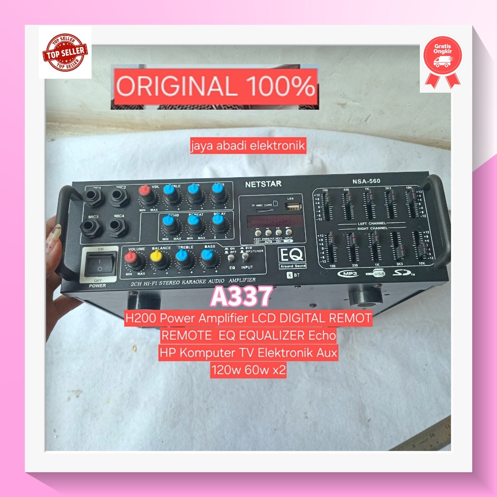 A337 Power Amplifier Bluetooth - USB - SD Card Merek NETSTART H200 Power Amplifier LCD DIGITAL REMOT