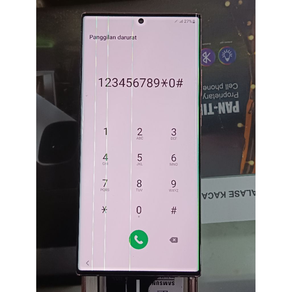 LCD SAMSUNG GALAXY NOTE 20 ULTRA - N985 ORIGINAL SECOND COPOTAN - MINUS GARIS 4+BIAS UNGU+KACA LECET