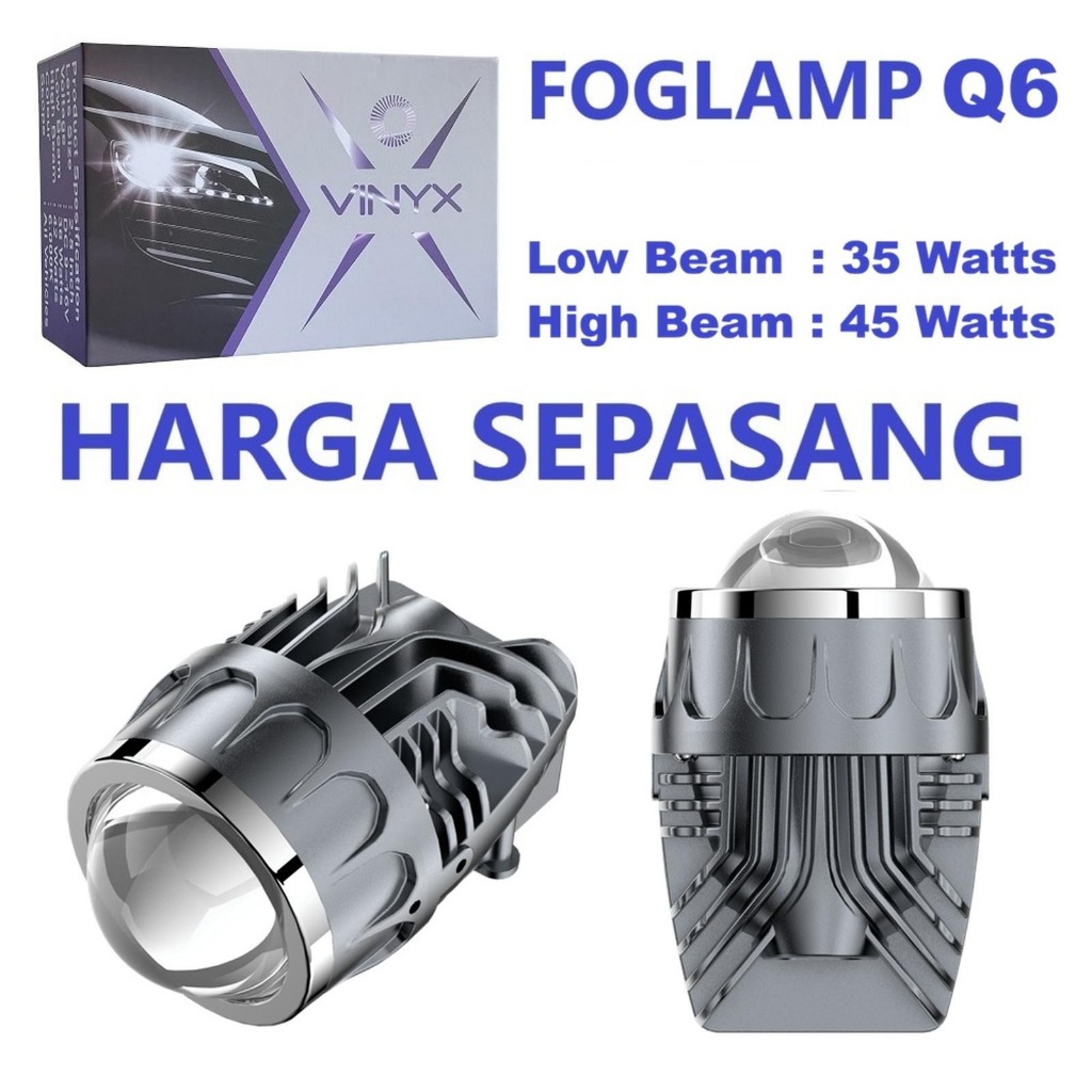 Foglamp Biled Vinyx Q6 3 Warna 2 Inc Lampu Kabut Mobil Lensa Projie Projector Honda Oval Brio Freed 