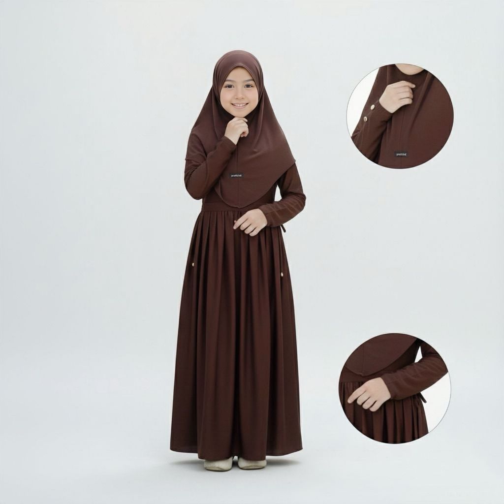 Gamis Abaya Muslimah Anak Perempuan Hijab Usia 3-12 Tahun
