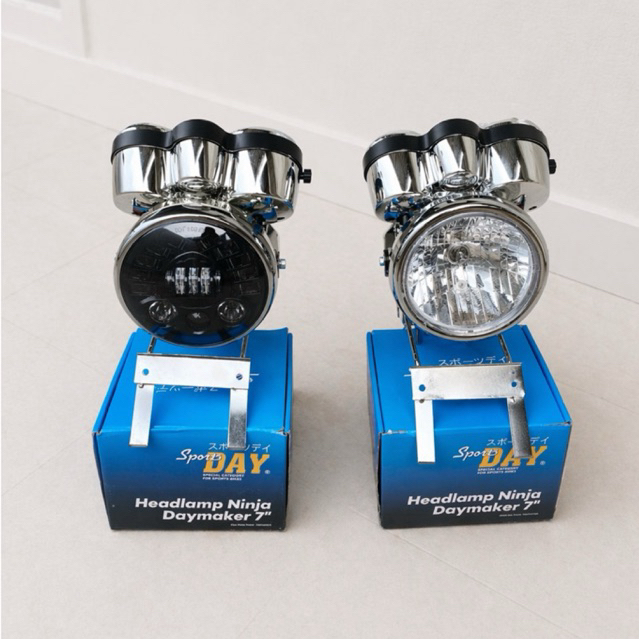 Lampu Depan Motor LED 7 Inch dengan Day Led Biled untuk Ninja, Tiger, dan Vixion