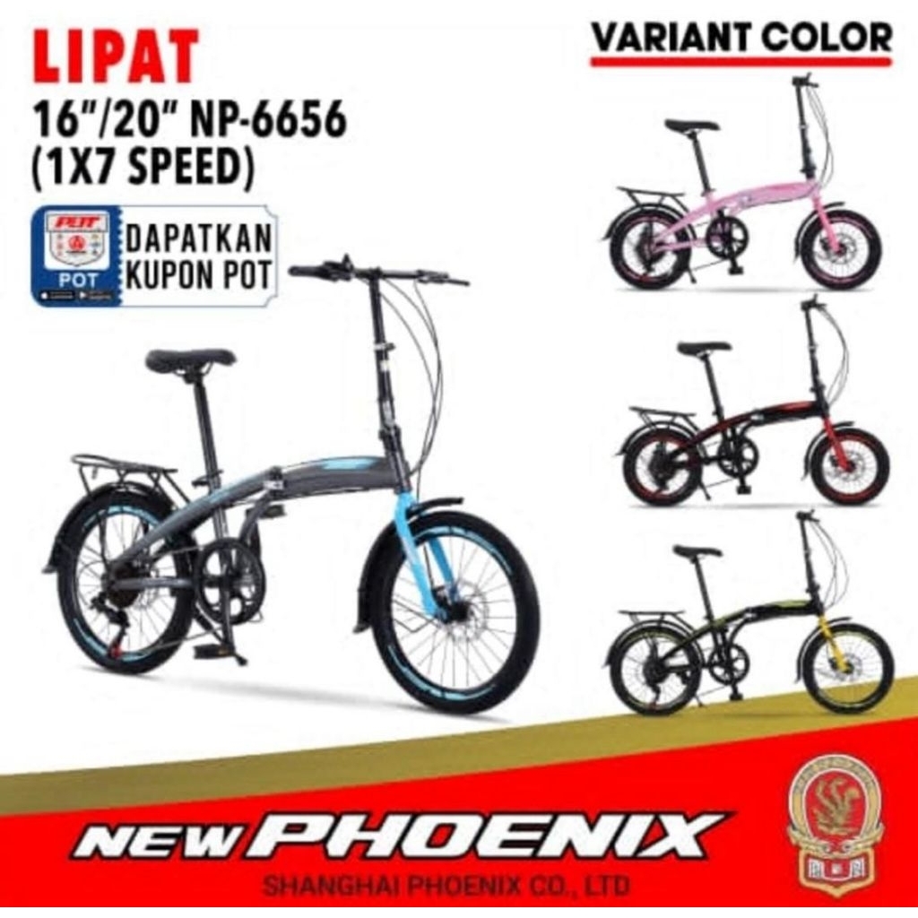 Sepeda Lipat 16 Inch & 20 Inch Newphoenix NP 6656 Terbaru Murah By Pacific Promo bisa paylatter sepe