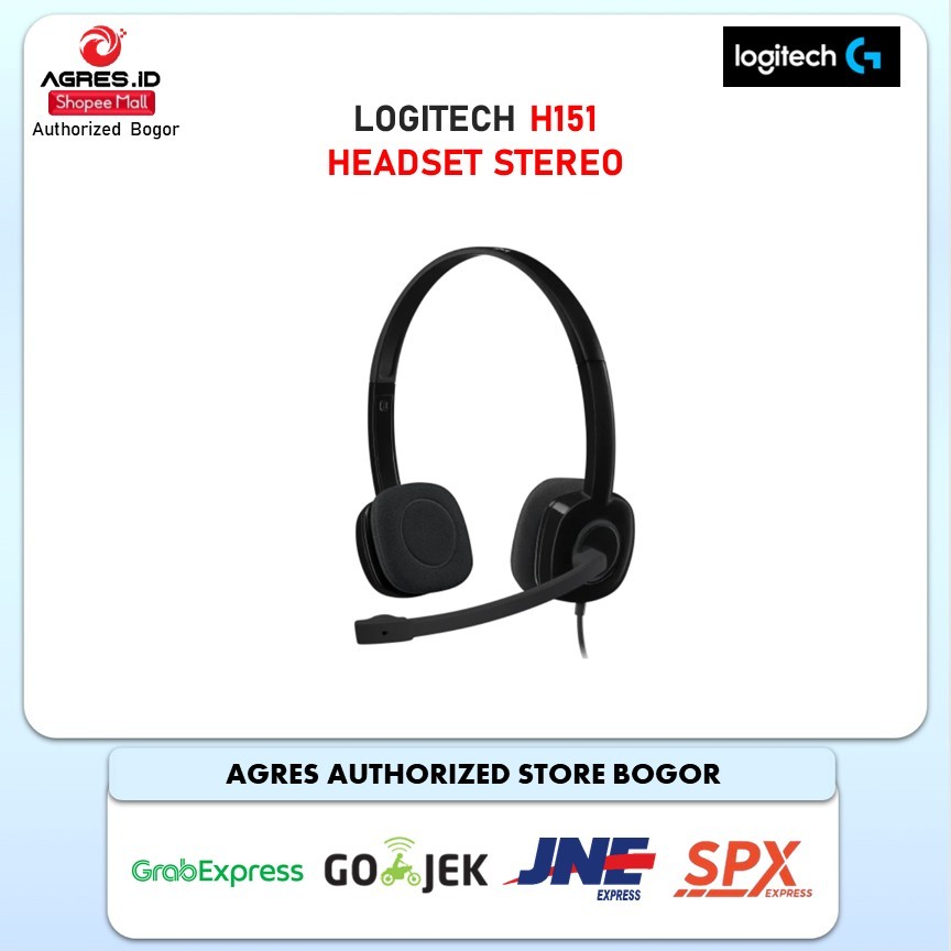Headset Logitech H151 Stereo – Mikrofon Noise Cancelling, Suara Jernih, Jack 3.5mm