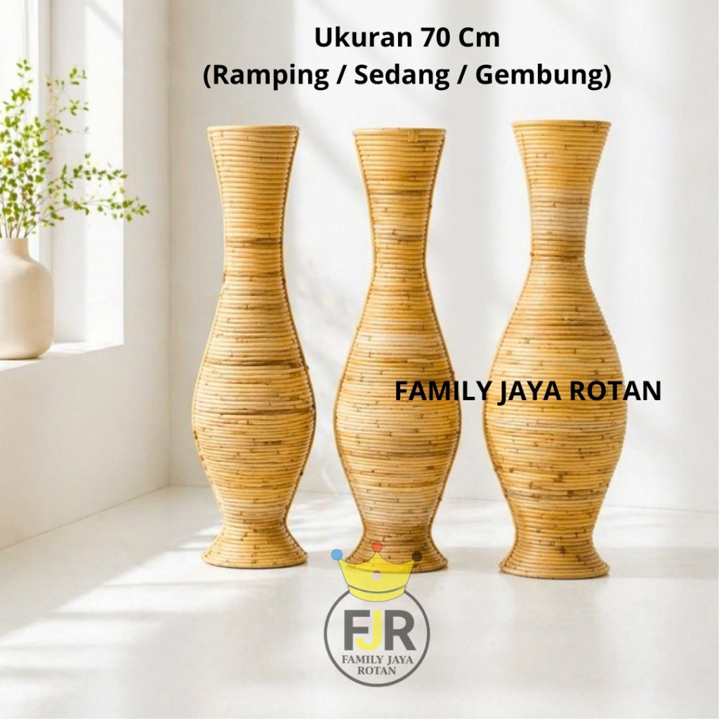 GUCI ROTAN FINISHING MENGKILAP/VAS GUCI ROTAN DEKORASI