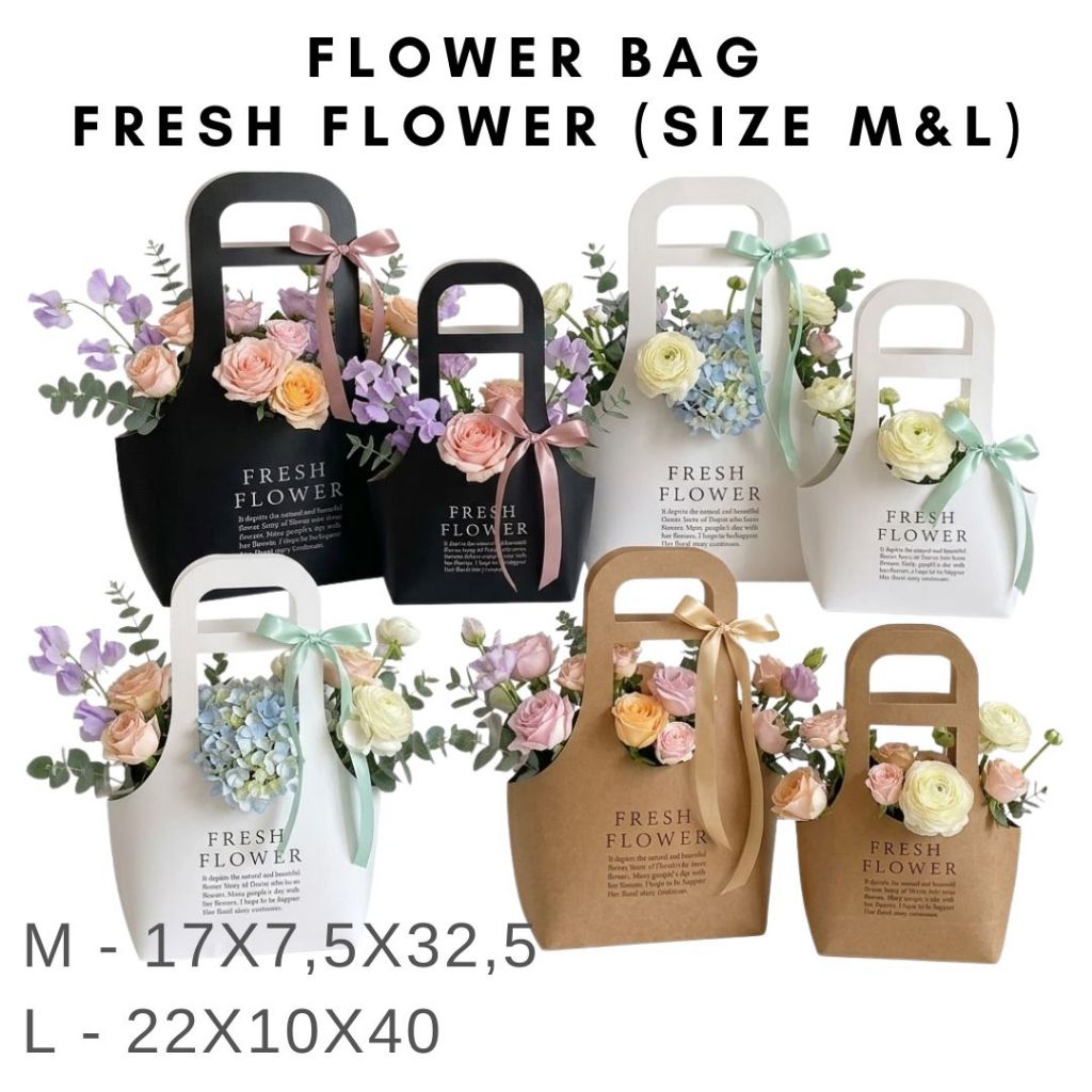 Paper Bag Flower Bag Buket Bunga Fresh Flower Text Paper Flower Bloom bag Tas Buket Bunga