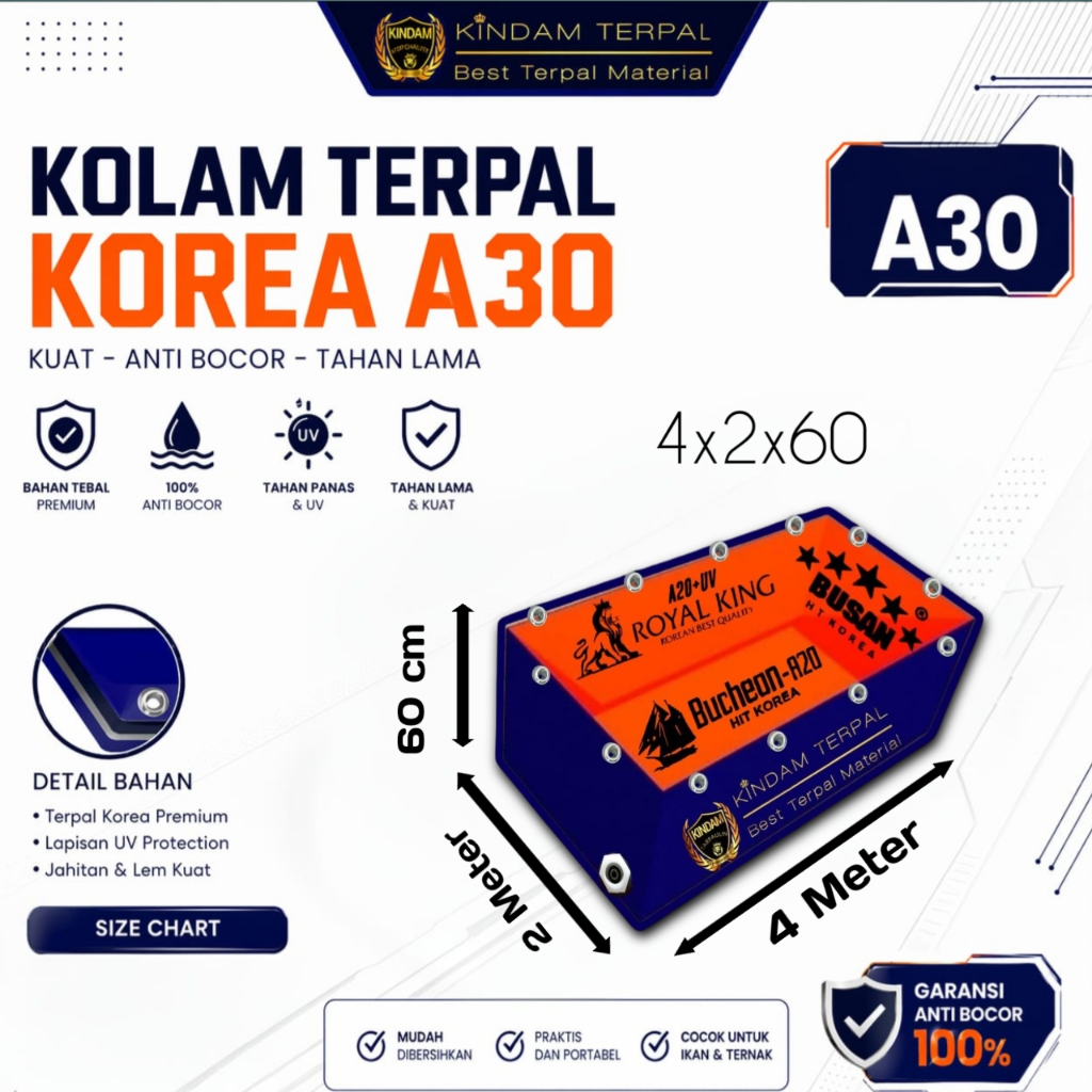 TERPAL KOLAM KOREA 4x2x60 A20 BERGARANSI MURAH | KOLAM TERPAL IKAN LELE, NILA, GURAME