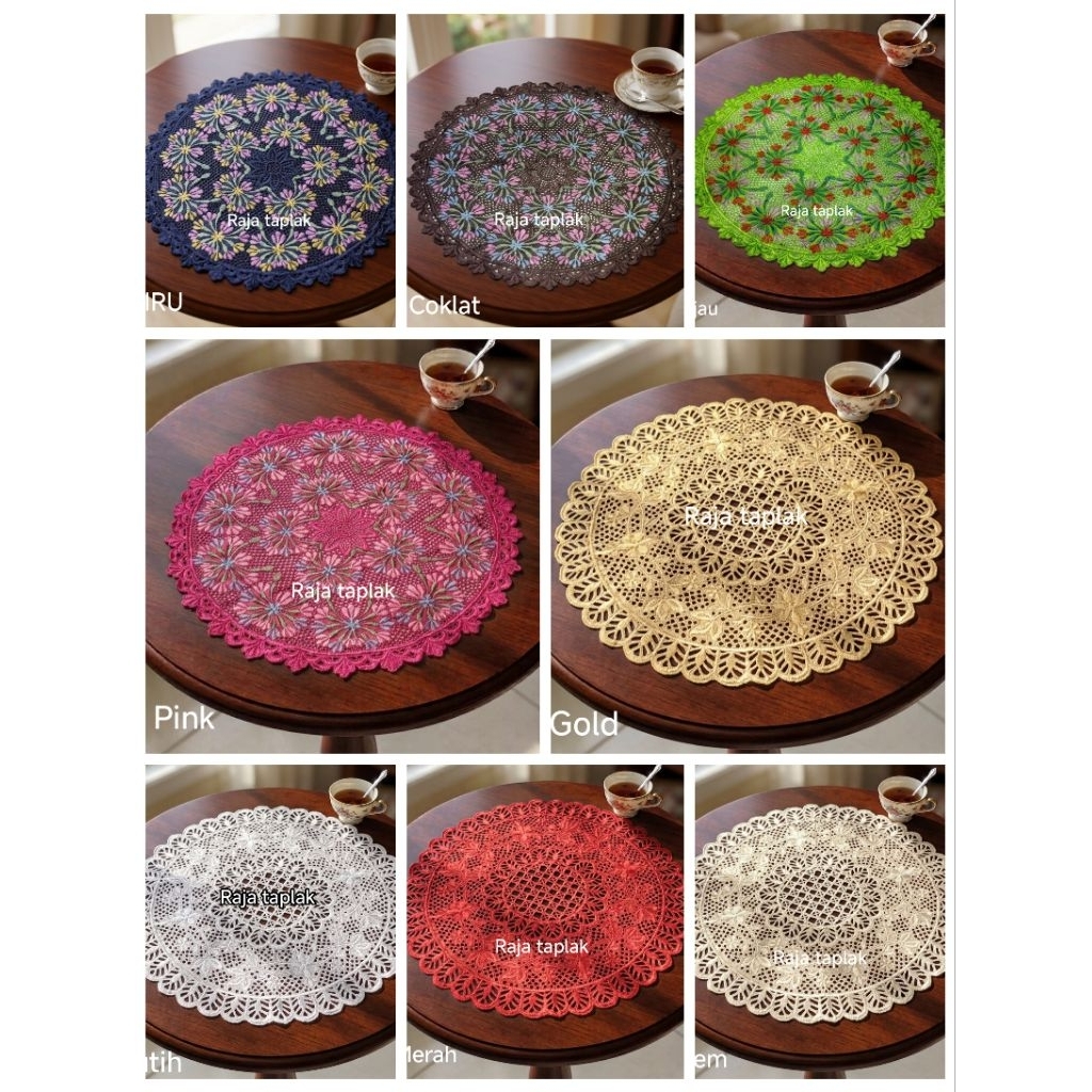 Taplak meja tamu bulat kecil bordir/taplak meja sudut/taplak vas bunga/taplak meja rias size 40 cm