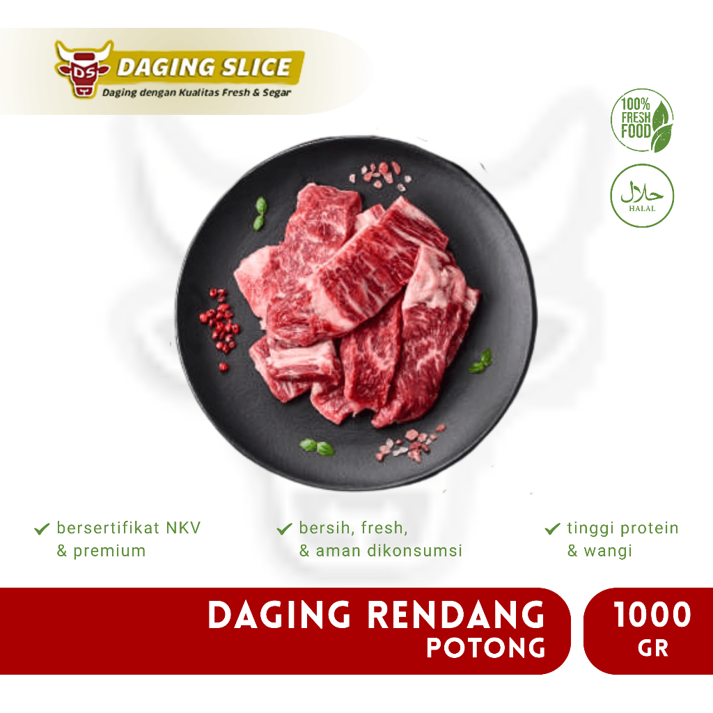 Daging Sapi Potong Rendang 1KG Premium Paha Sengkel Beef Bandung